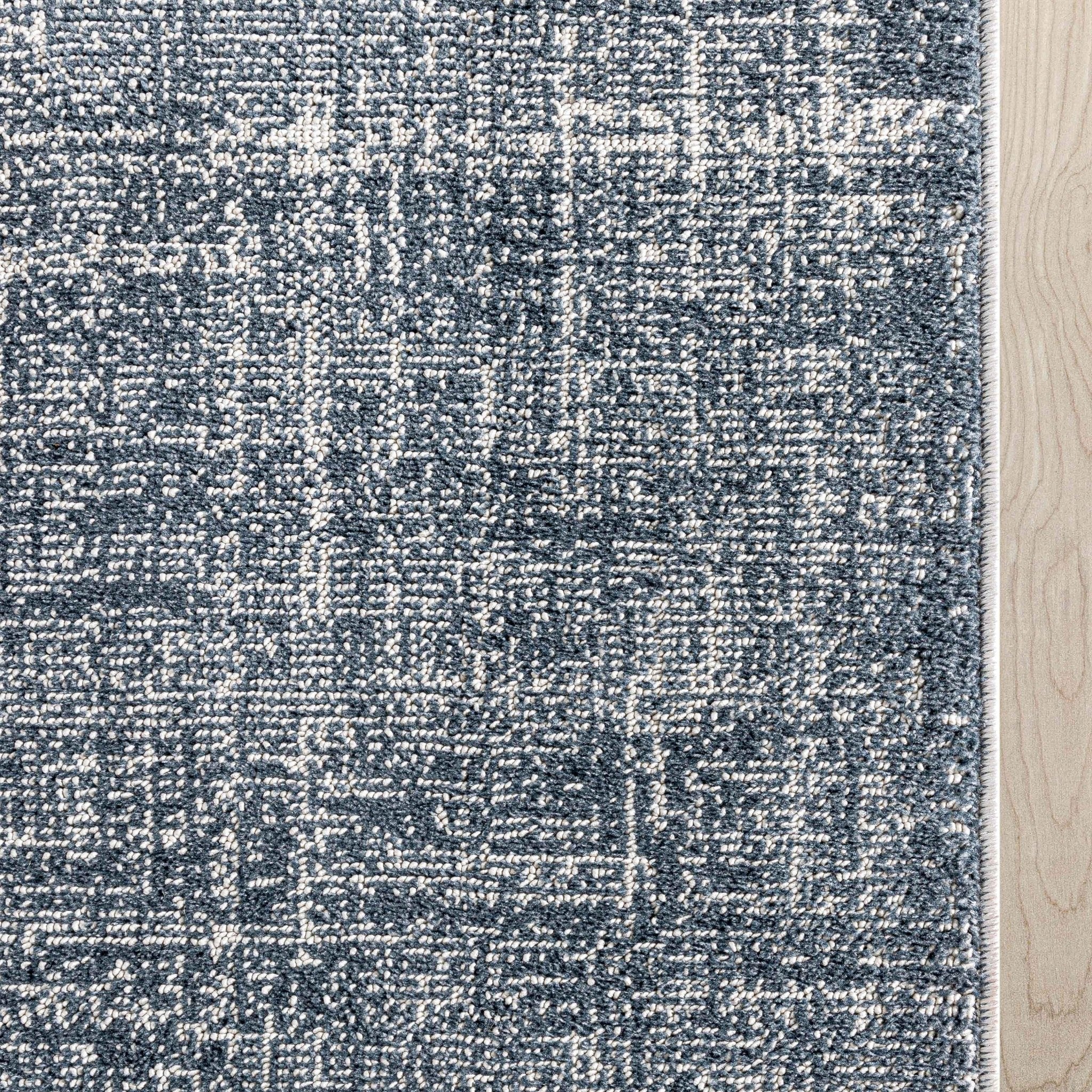 Custom Size Hallway & Stair Runner - Como Dark Blue Choose Your Width x Choose Your Runner Length- Made to Order Runner - Ultra-Soft, Tweed Tonal Colors - Looped Pile Well Woven