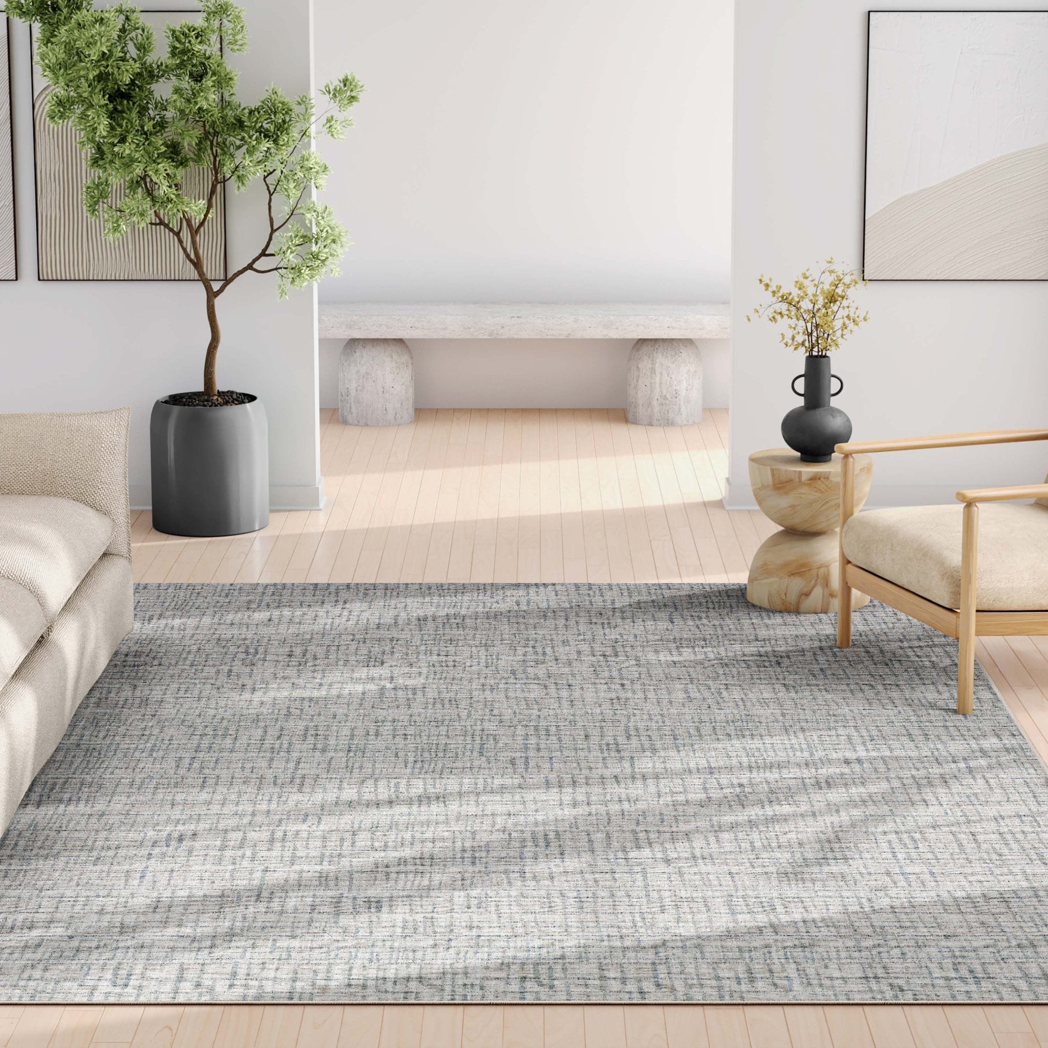 Bali Abstract Plaid Beige Flatweave Rug Well Woven