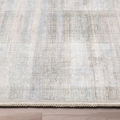 Parquet Abstract Plaid Beige Flatweave Rug Well Woven