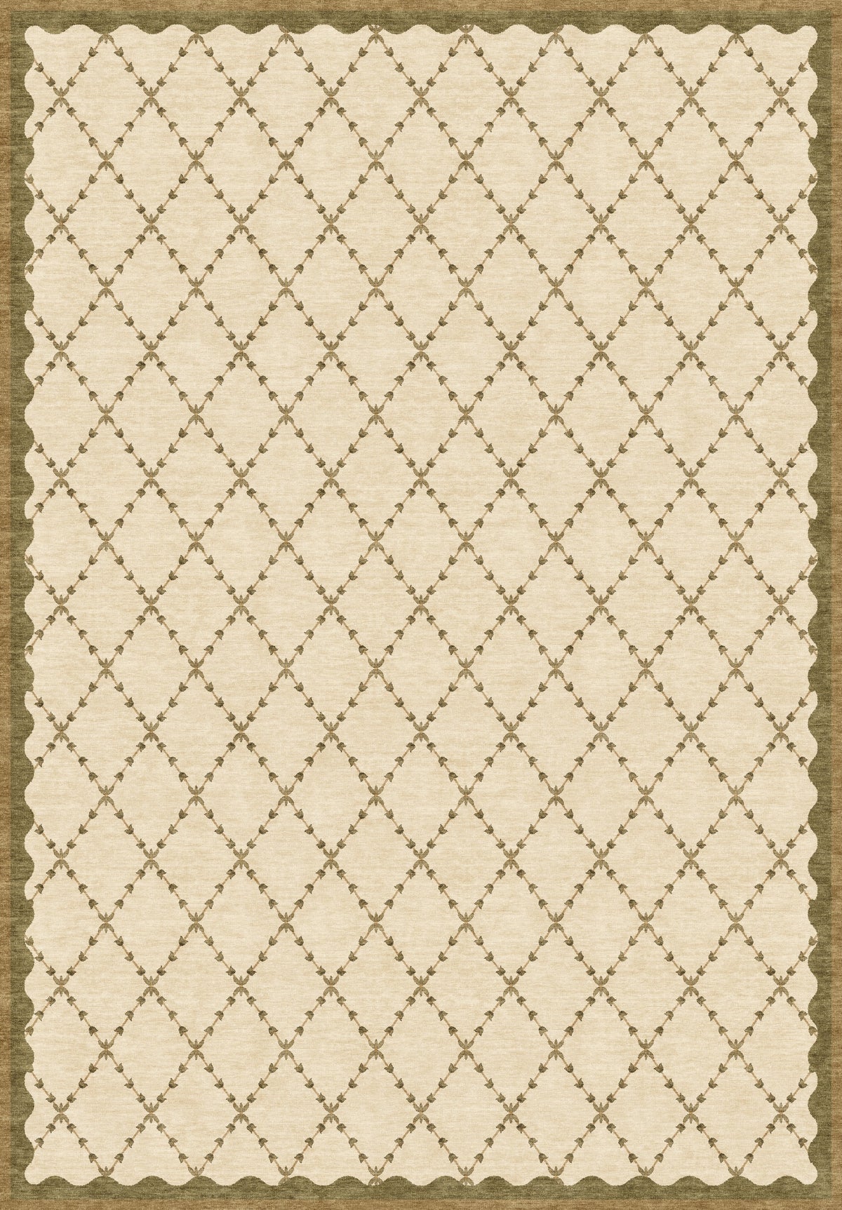ARTWORK PREVIEW - W-AP-104A - Apollo Petal Arc Area Rug — Olive Brown / Cream. Not a finished-rug photograph.