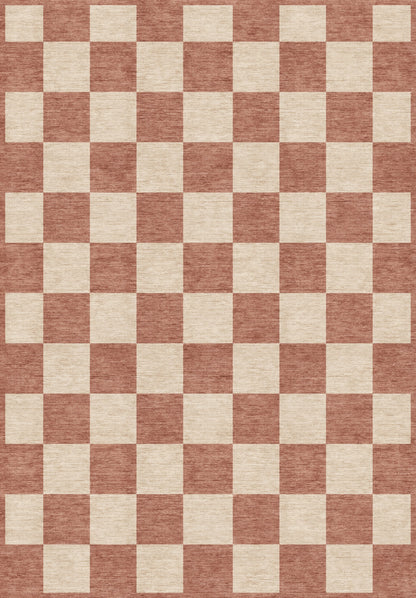 ARTWORK PREVIEW - W-AP-106A - Apollo Sunday Check Area Rug — Dusty Rose / Cream. Not a finished-rug photograph.