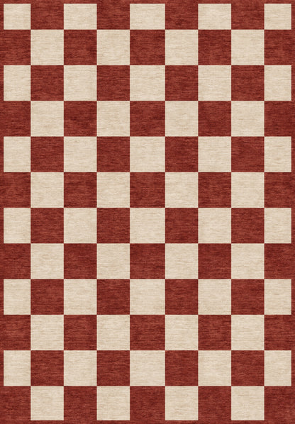 ARTWORK PREVIEW - W-AP-106B - Apollo Sunday Check Area Rug — Red / Cream. Not a finished-rug photograph.