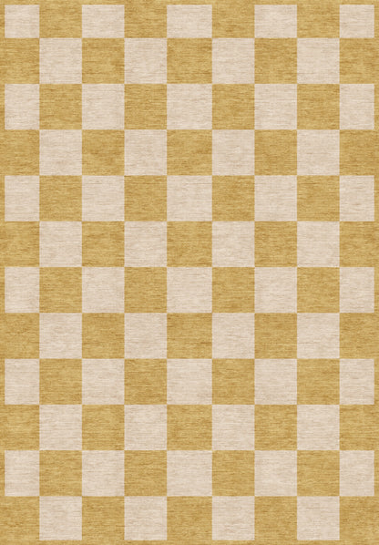 ARTWORK PREVIEW - W-AP-106C - Apollo Sunday Check Area Rug — Mustard / Cream. Not a finished-rug photograph.
