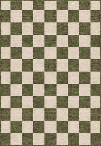 ARTWORK PREVIEW - W-AP-106D - Apollo Sunday Check Area Rug — Olive / Cream. Not a finished-rug photograph.