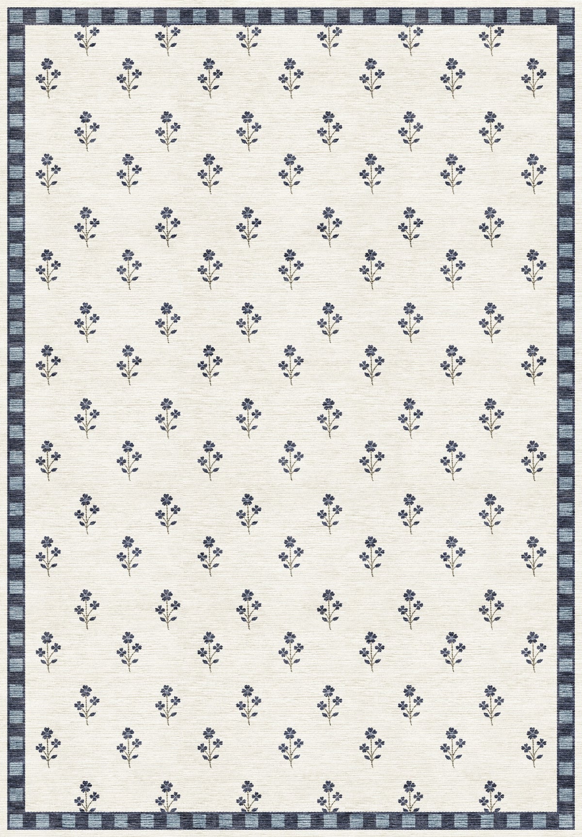 ARTWORK PREVIEW - W-AP-107A - Apollo Posy Walk Area Rug — Navy / Cream. Not a finished-rug photograph.