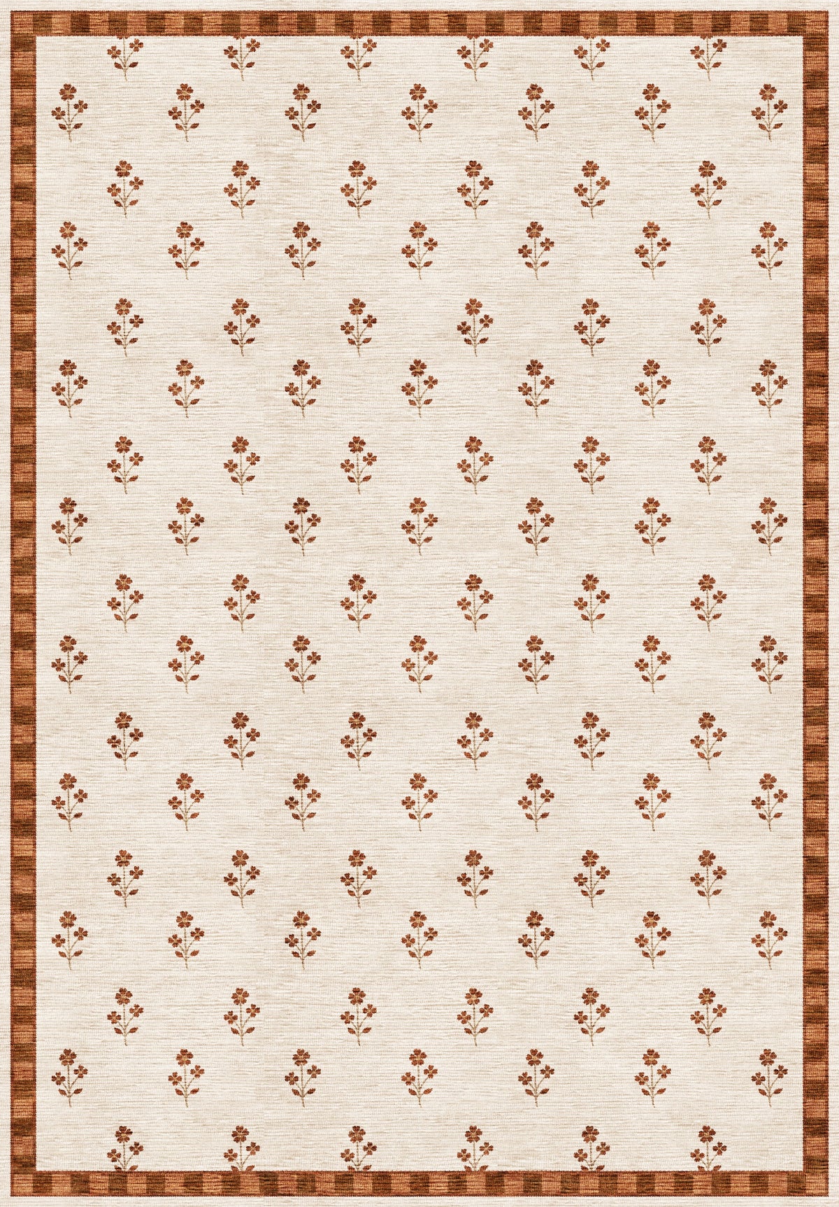 ARTWORK PREVIEW - W-AP-107B - Apollo Posy Walk Area Rug — Terracotta / Beige. Not a finished-rug photograph.