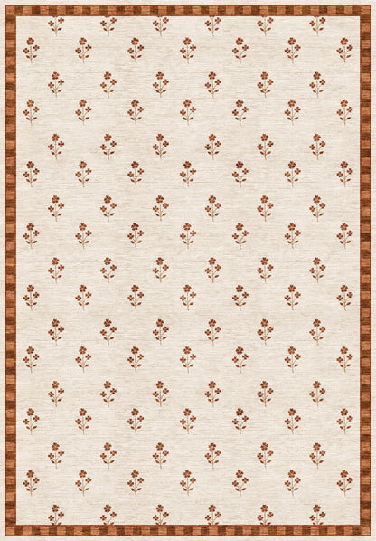 ARTWORK PREVIEW - W-AP-107B - Apollo Posy Walk Area Rug — Terracotta / Beige. Not a finished-rug photograph.