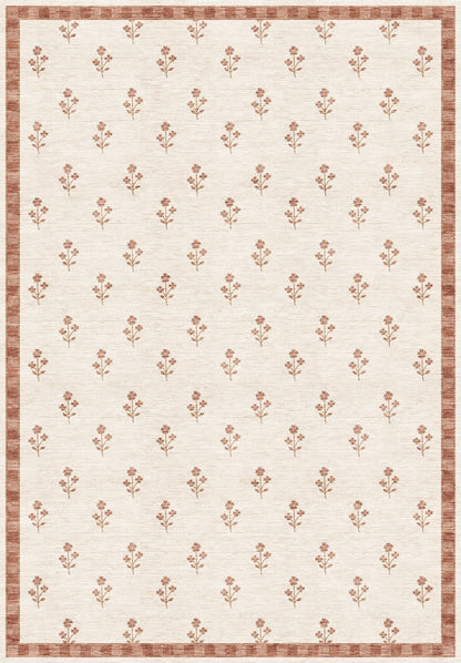 ARTWORK PREVIEW - W-AP-107C - Apollo Posy Walk Area Rug — Dusty Rose / Cream. Not a finished-rug photograph.