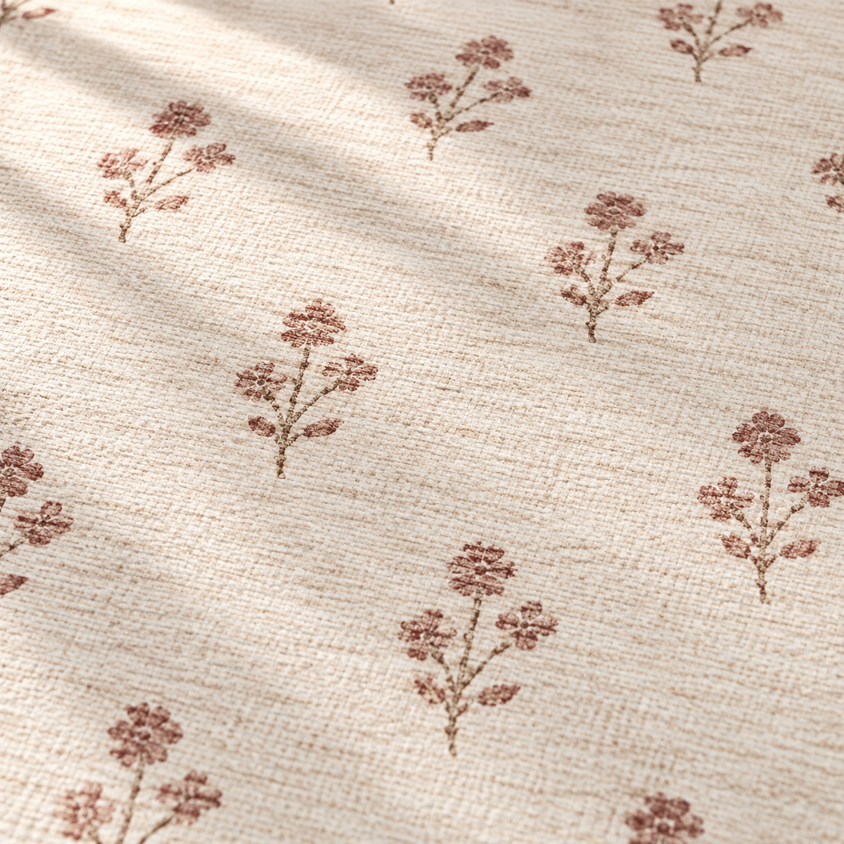 Apollo Posy Walk Area Rug — Dusty Rose / Cream — pattern and surface detail in soft afternoon light. Digital visualization.