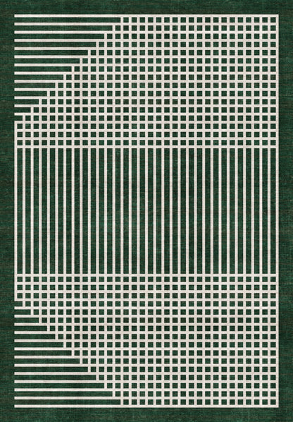 ARTWORK PREVIEW - W-AP-109B - Apollo Crossline Study Area Rug — Pine Green / Cream. Not a finished-rug photograph.