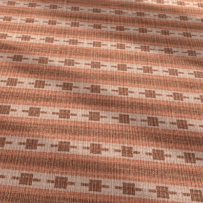 Apollo Keepsake Stripe Area Rug — Terracotta / Light Terracotta — pattern and surface detail in soft afternoon light. Digital visualization.