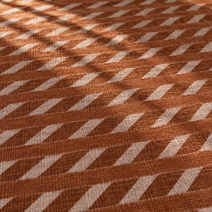 Apollo Slant Row Area Rug — Terracotta / Clay — pattern and surface detail in soft afternoon light. Digital visualization.