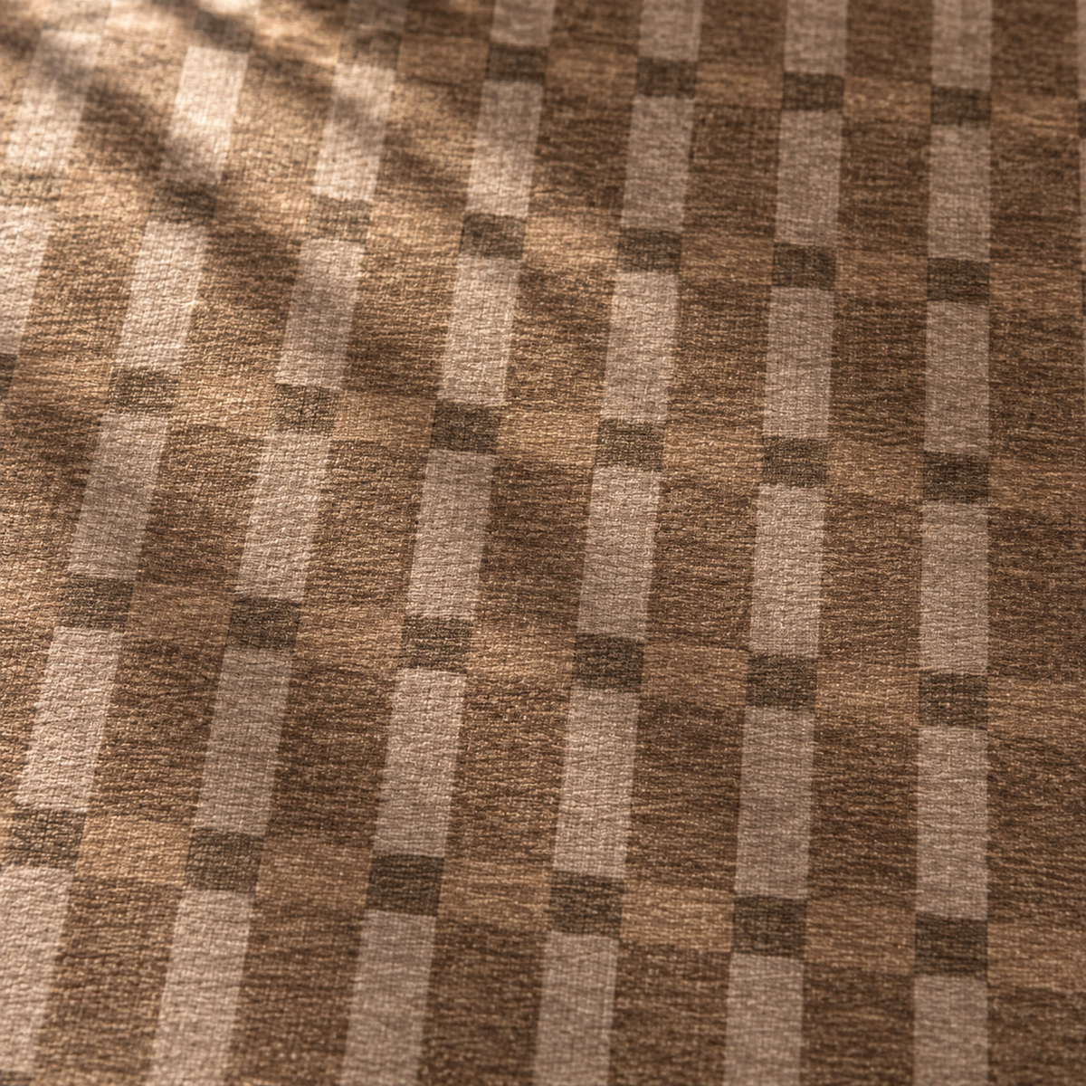 Apollo Pavilion Step Area Rug — Light Brown / Taupe — pattern and surface detail in soft afternoon light. Digital visualization.