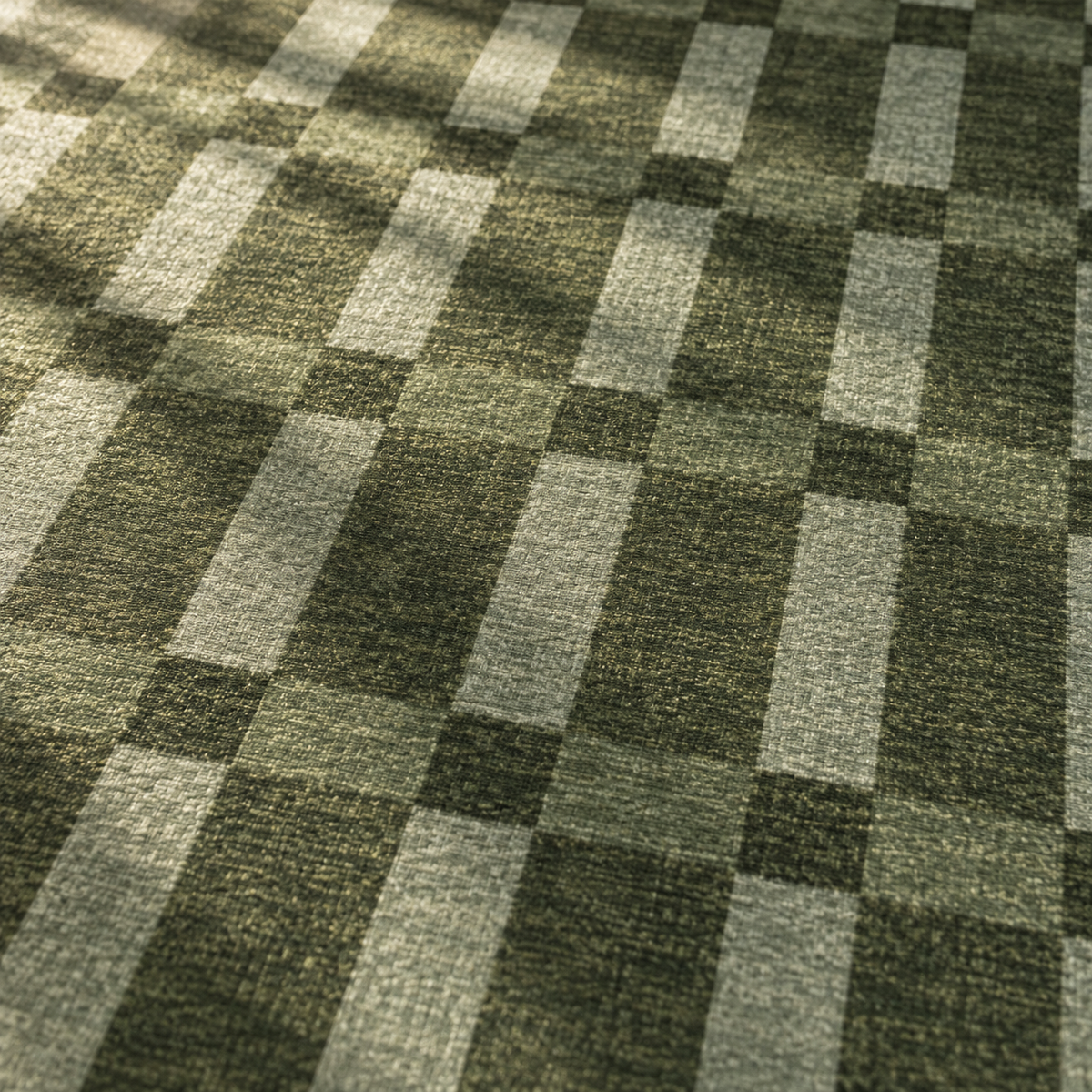 Apollo Pavilion Step Area Rug — Green / Sage — pattern and surface detail in soft afternoon light. Digital visualization.