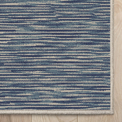 Custom Size Runner Striations Modern Striped Blue Fog Choose Your Width x Choose Your Length Hallway Runner Rug Well Woven