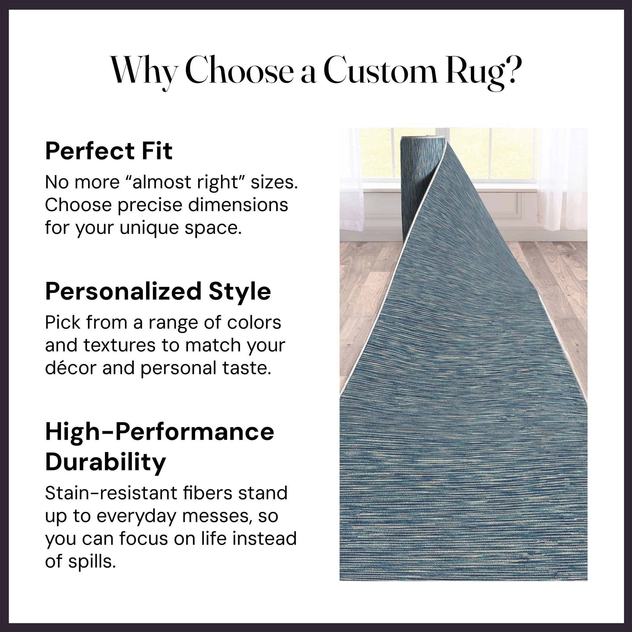 Custom Size Runner Striations Modern Striped Blue Fog Choose Your Width x Choose Your Length Hallway Runner Rug Well Woven