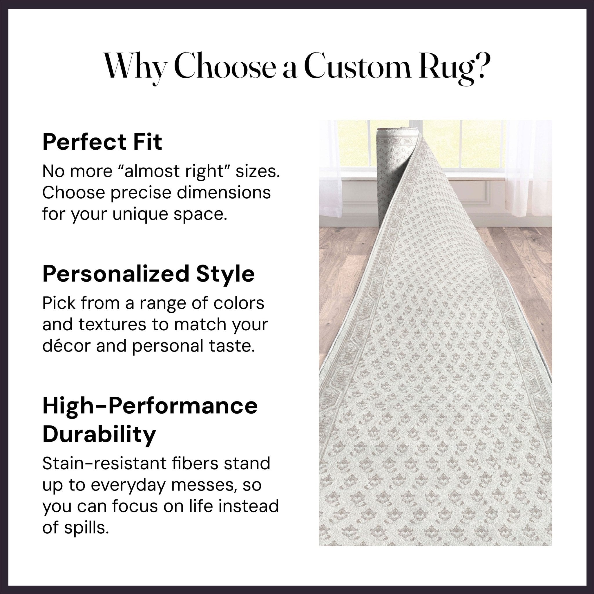 Custom Size Runner Windsor Diamond Frosted Linen Choose Your Width x Choose Your Length Hallway Runner Rug Well Woven