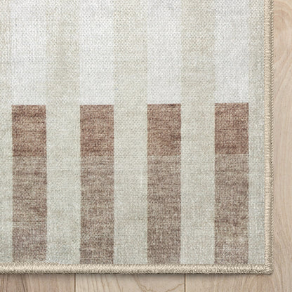 Apollo Heirloom Meadow Olive Neutral Washable Rug — corner and edge finish