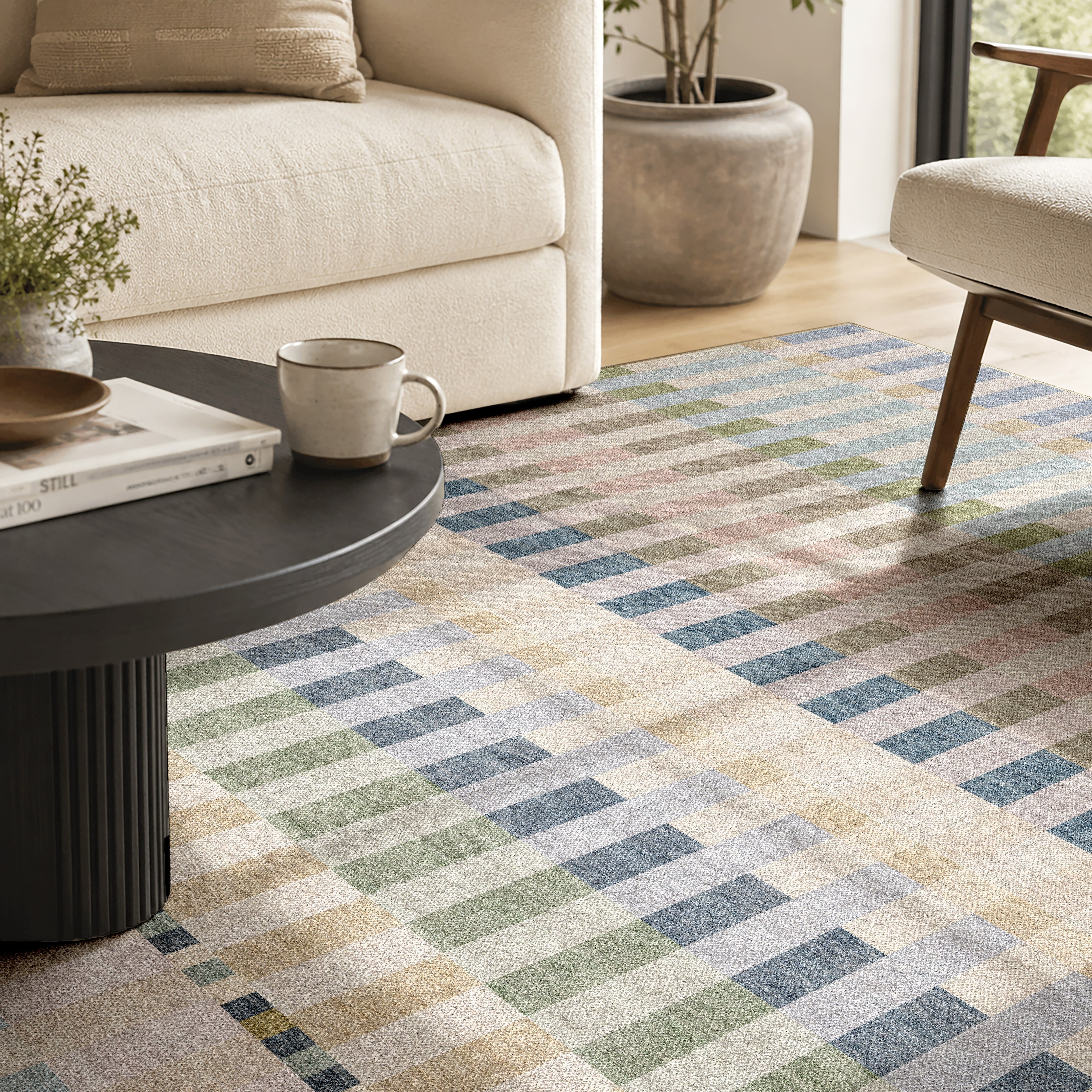 Apollo Heirloom Meadow Mist Washable Rug — close-up of the woven surface