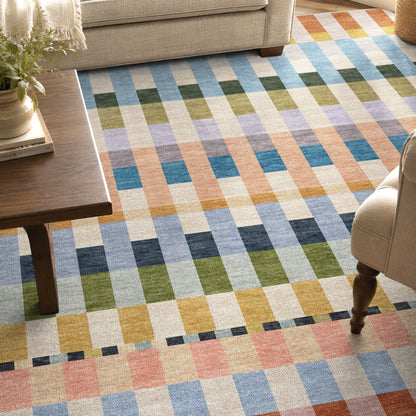 Apollo Heirloom Meadow Sunset Washable Rug — close-up of the woven surface