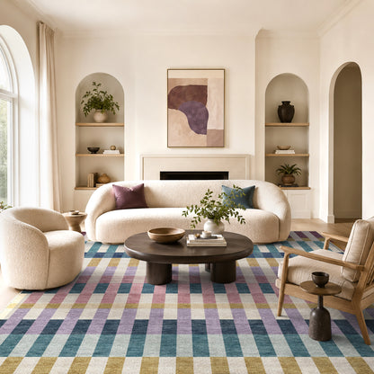 Apollo Heirloom Meadow Berry Washable Rug — styled in a living room