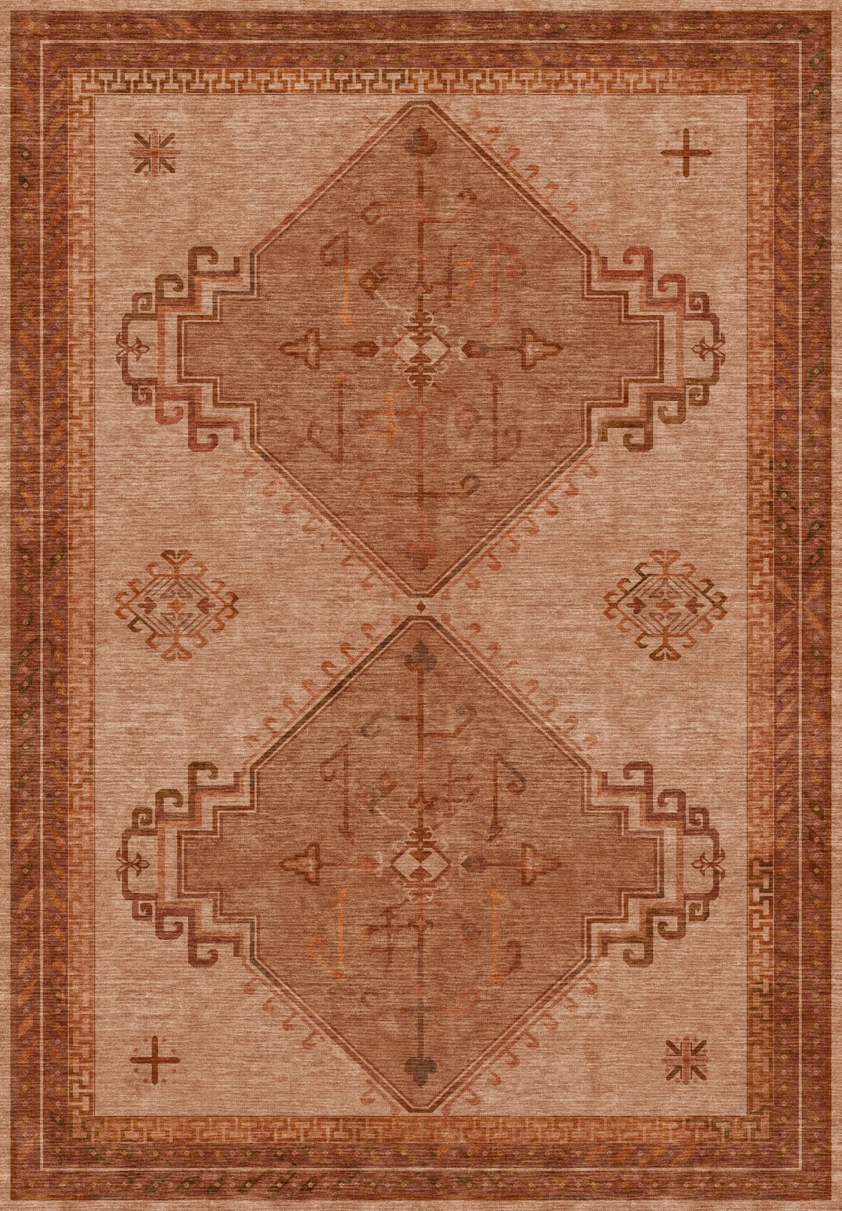 ARTWORK PREVIEW - W-AP-96B - Apollo Wayfarer Court Area Rug — Terracotta / Beige. Not a finished-rug photograph.