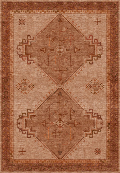 ARTWORK PREVIEW - W-AP-96B - Apollo Wayfarer Court Area Rug — Terracotta / Beige. Not a finished-rug photograph.