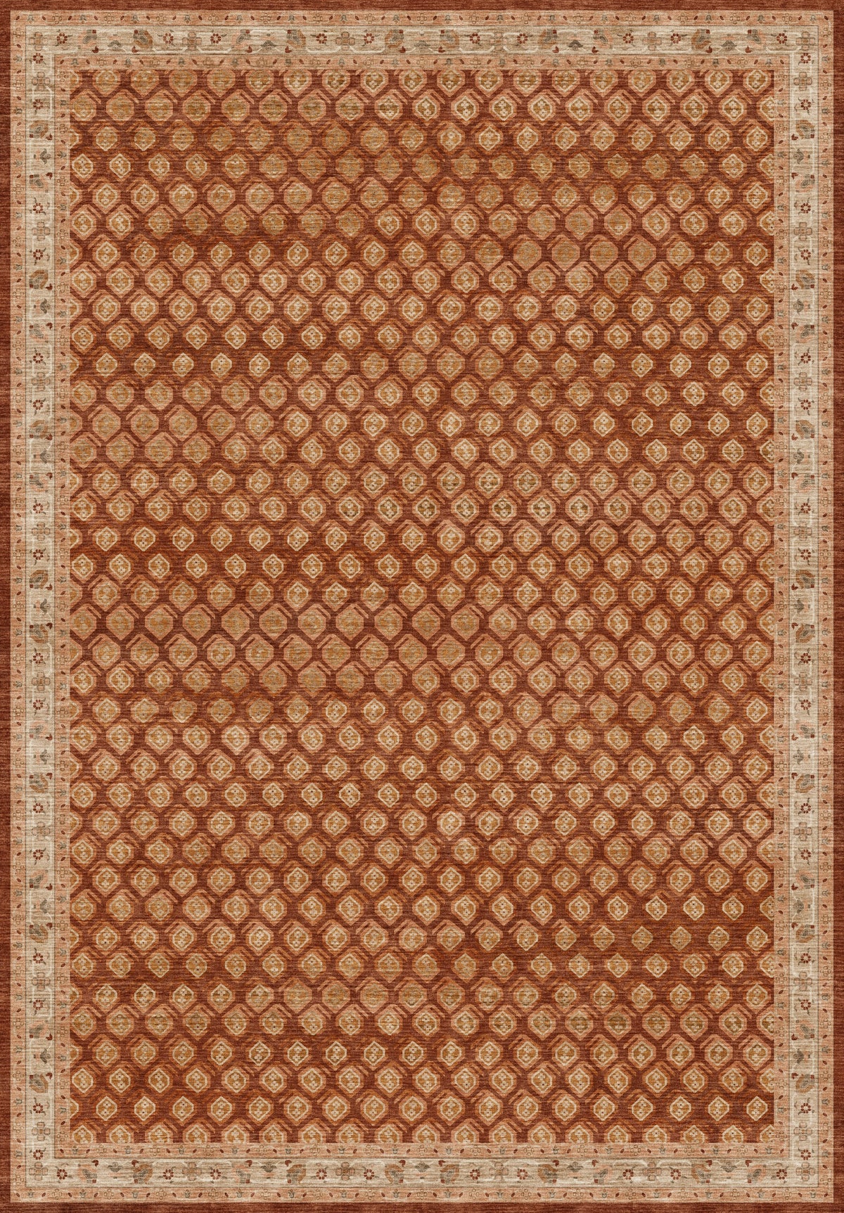 ARTWORK PREVIEW - W-AP-99B - Apollo Filigree Lane Area Rug — Terracotta / Beige. Not a finished-rug photograph.