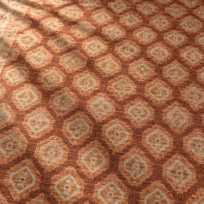 Apollo Filigree Lane Area Rug — Terracotta / Beige — pattern and surface detail in soft afternoon light. Digital visualization.