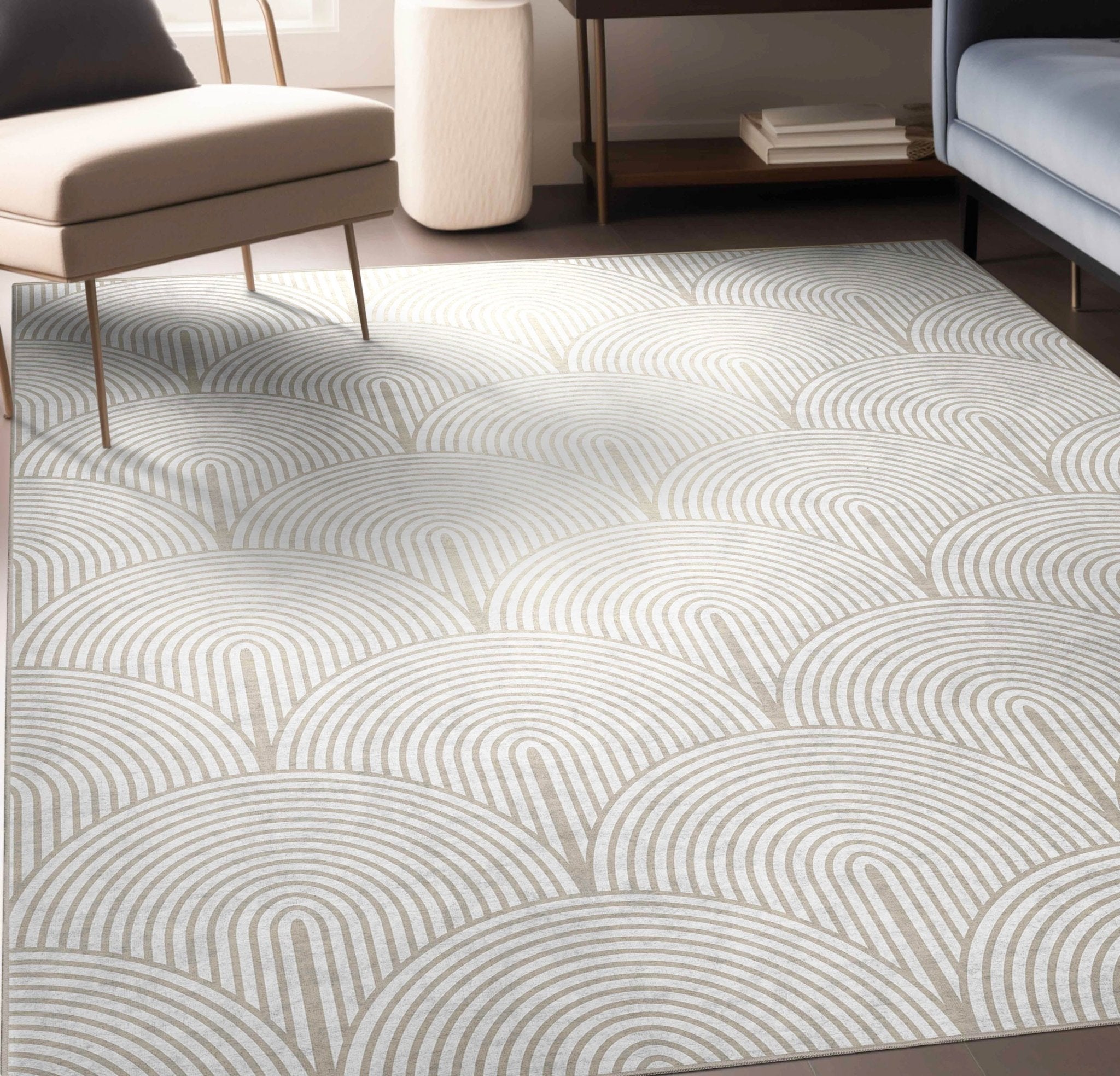 Apollo Echo Arch Pattern Beige Flatwoven Rug – Easy Clean & Durable Well Woven