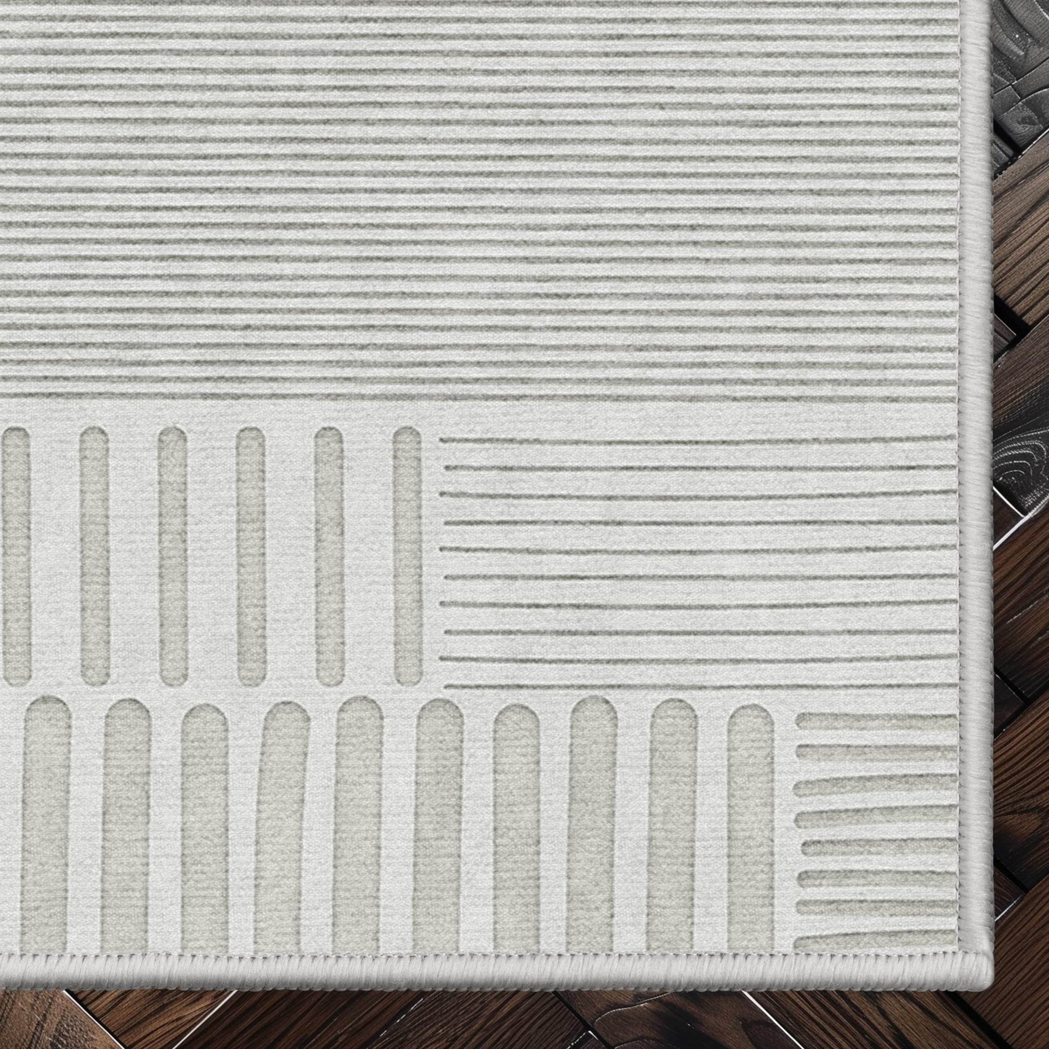 Apollo Granite Geometric Ivory Flat-Pile Rug Well Woven