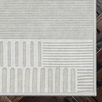 Apollo Granite Geometric Ivory Flat-Pile Rug Well Woven