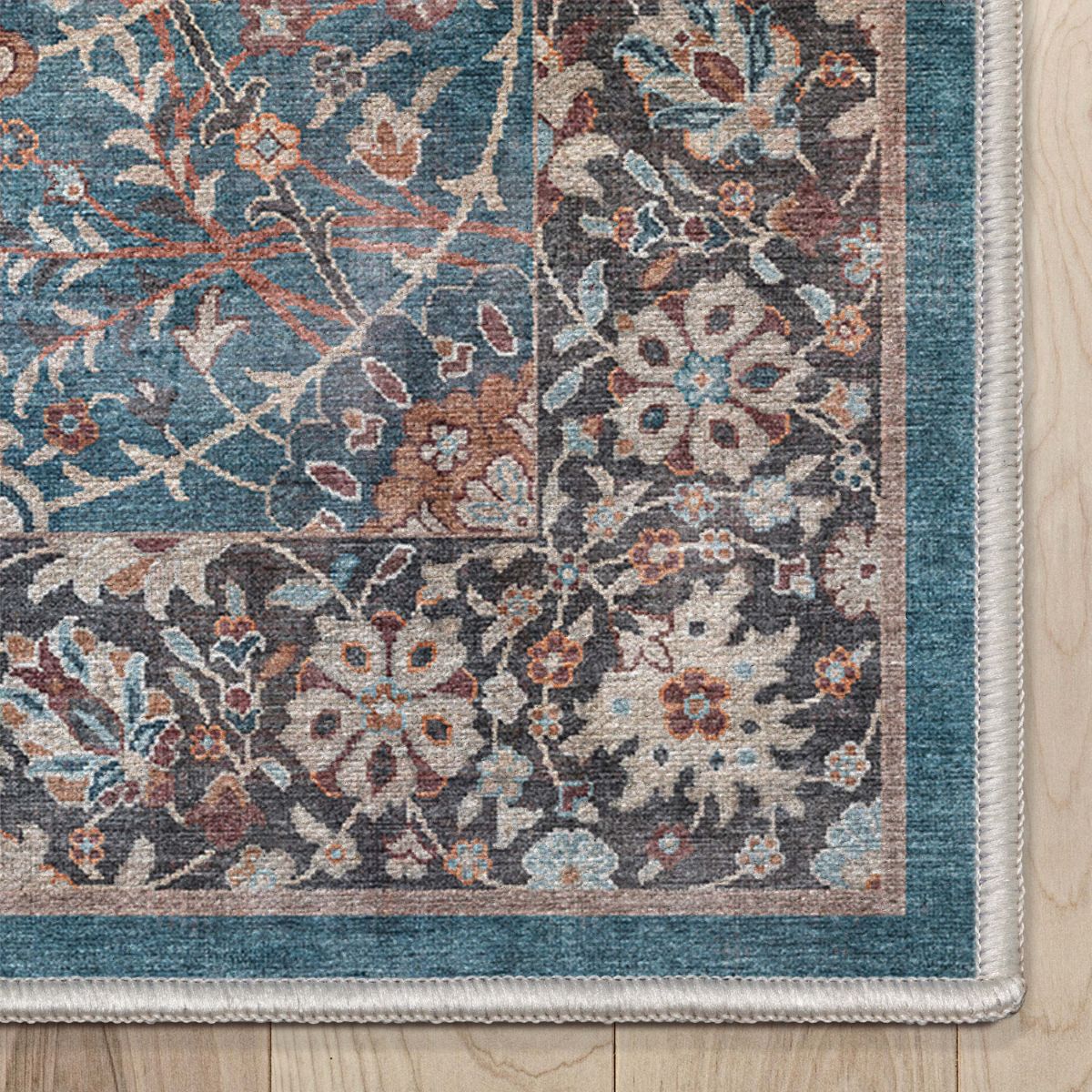 Liana Vintage Oriental Teal Flat-Weave Rug