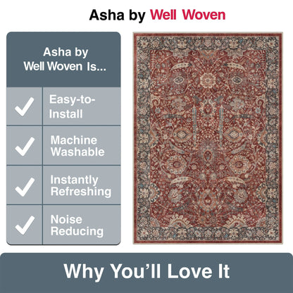 Liana Vintage Oriental Red Flat-Weave Rug Well Woven