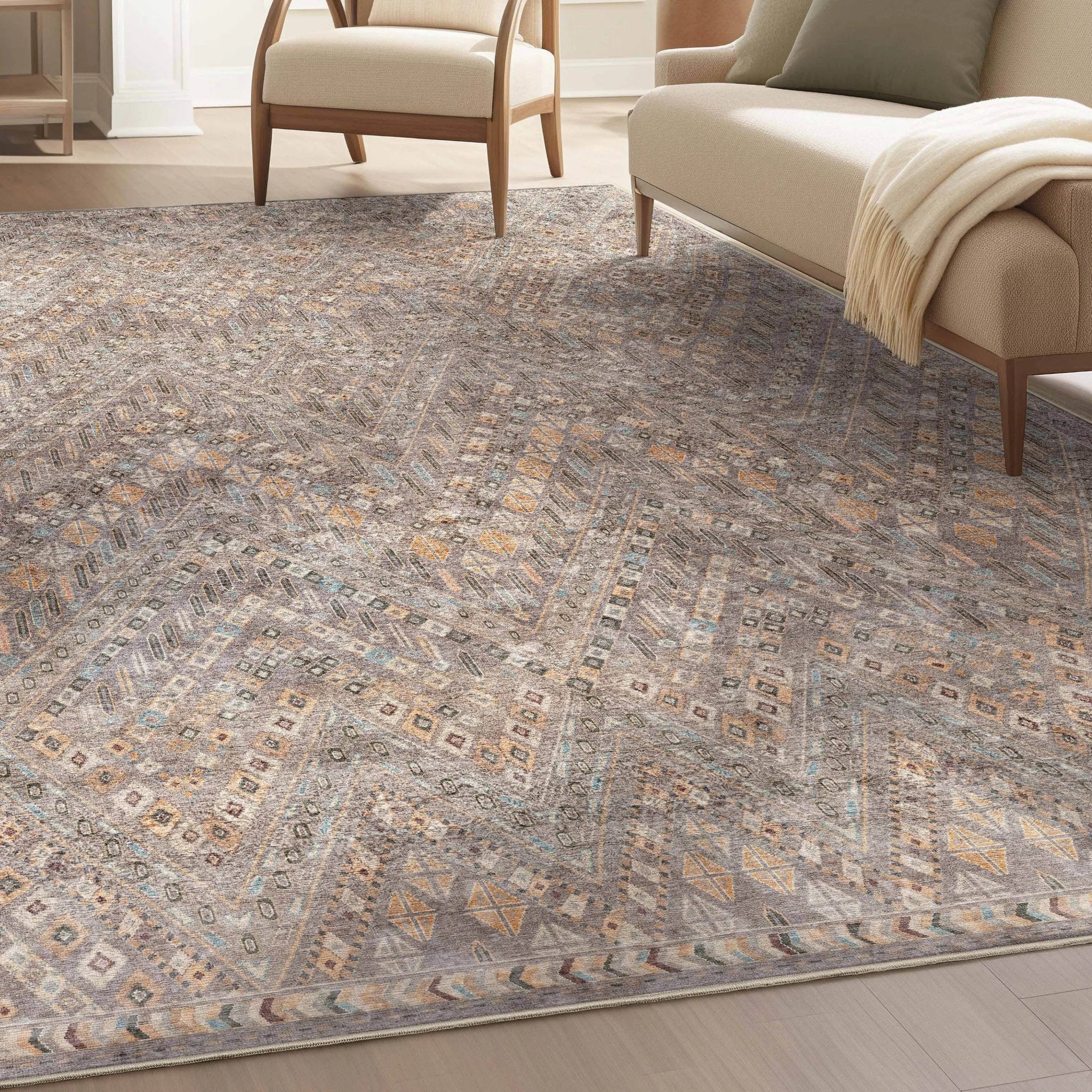 Anya Vintage Tribal Chevron Grey Flat-Weave Rug Well Woven