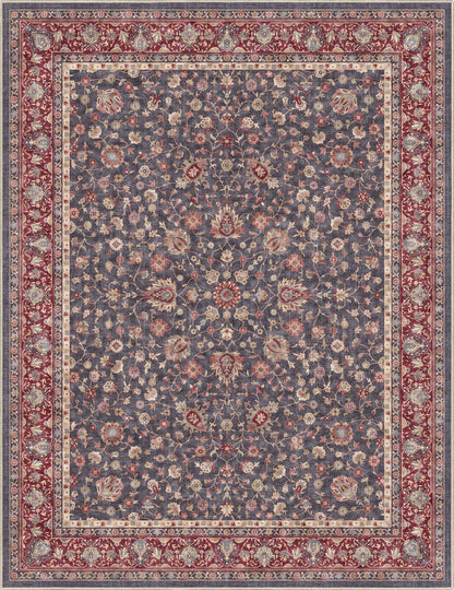 Navy Blue - Rome Vintage Oriental Floral Flat-Weave Rug - Well Woven