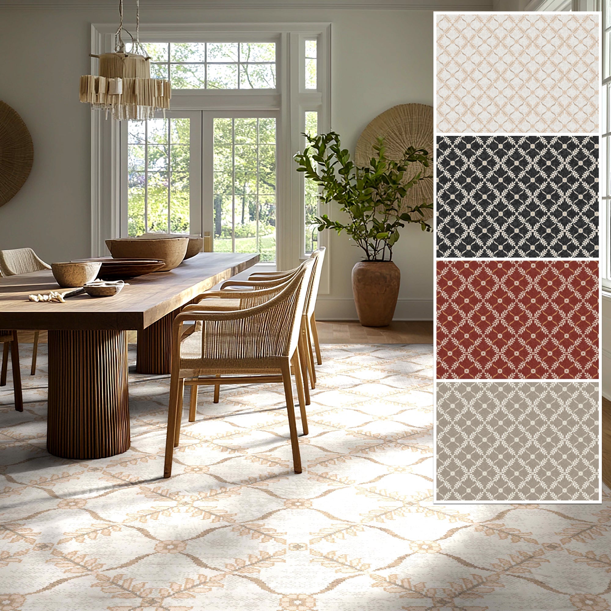Well Woven - Aldwyn Cream Custom Rug - In a dining room
