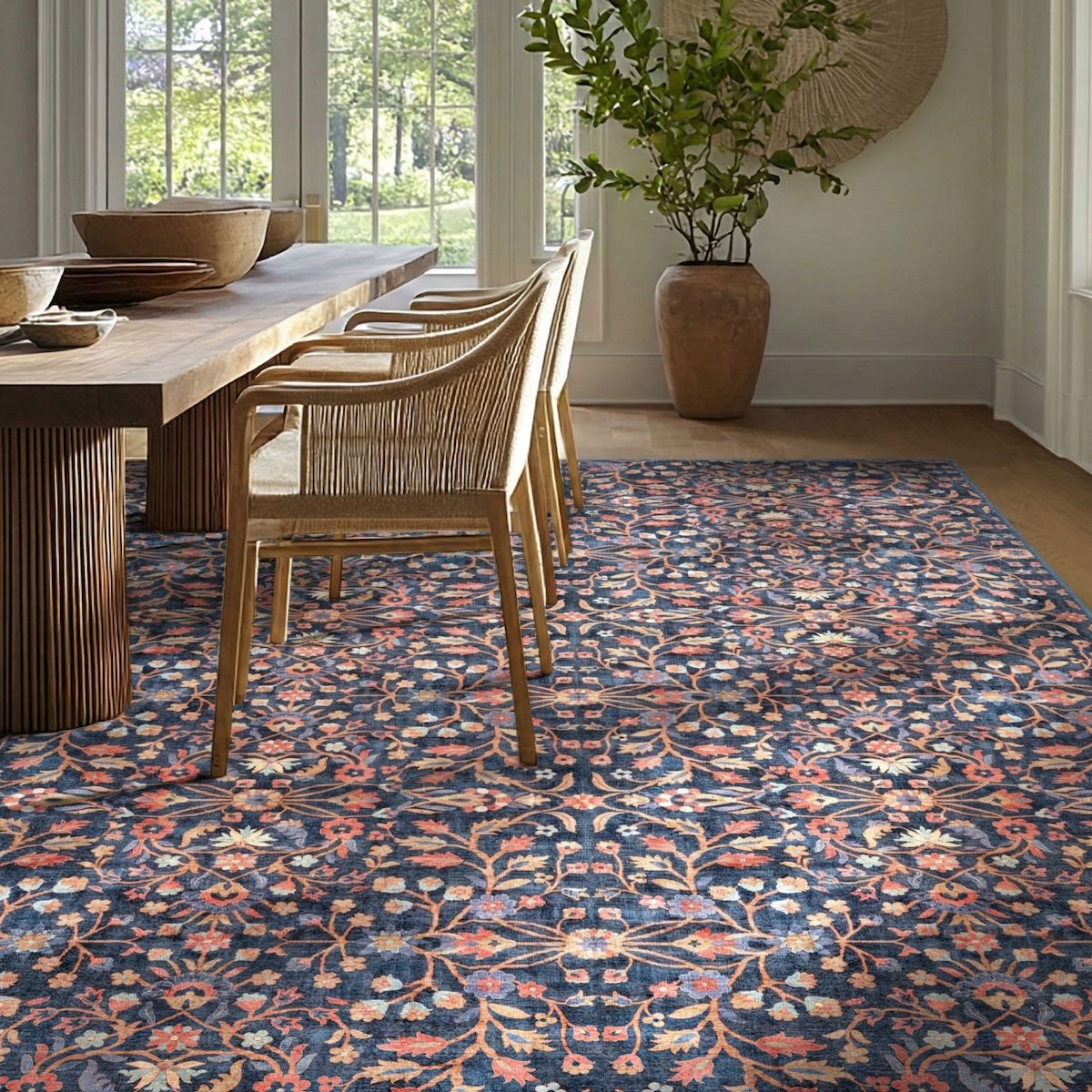 Multi - Jorunn Custom Rug - Botanical Flat-Pile, Personalized Sizes, Easy Maintenance Well Woven