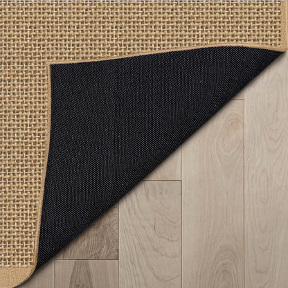 Well-Jute Shiba Farmohouse Solid Beige Flatweave 5' x 7' Rug Well Woven