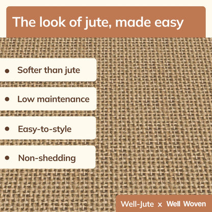 Well-Jute Shiba Farmohouse Solid Beige Flatweave 5' x 7' Rug Well Woven