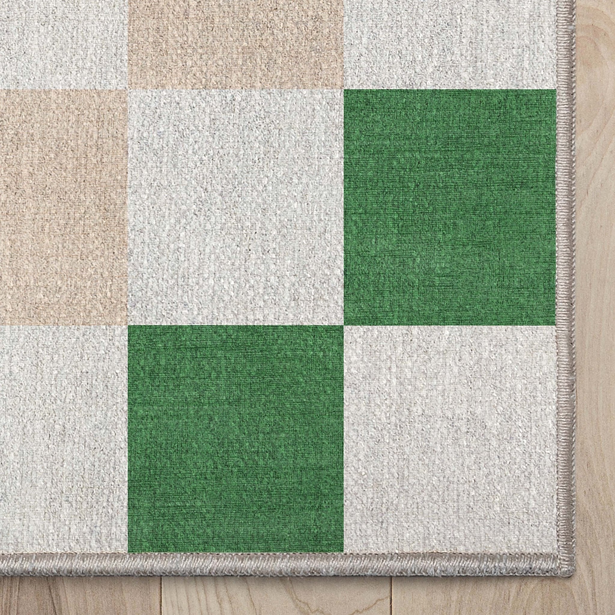 Squares Modern Multi Color Checkered Flat-Weave Kids Rug Well Woven