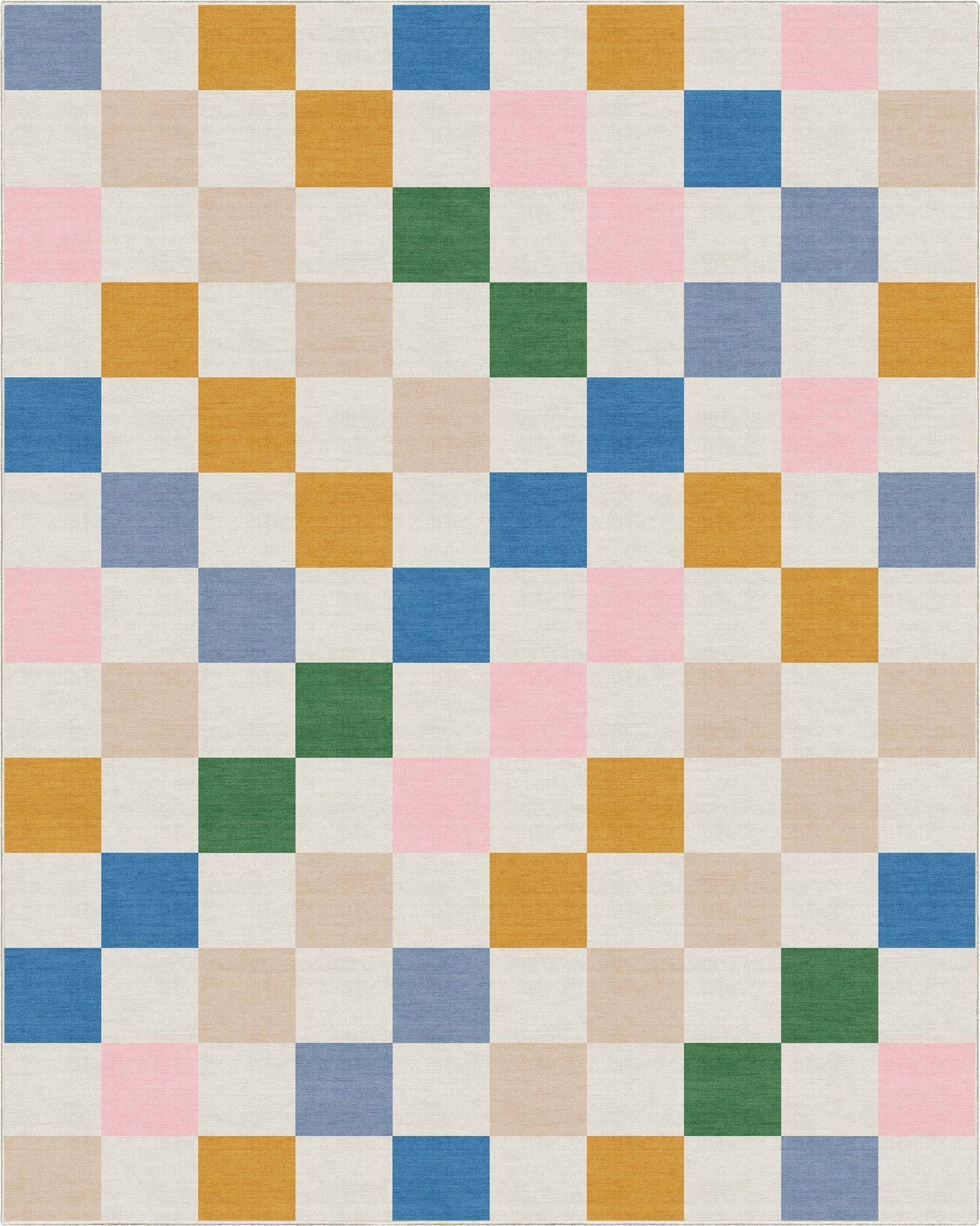 Squares Modern Multi Color Checkered Flat-Weave Kids Rug Well Woven