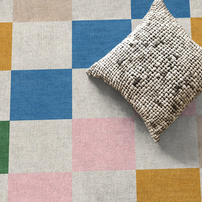 Squares Modern Multi Color Checkered Flat-Weave Kids Rug Well Woven