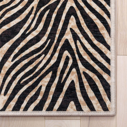 Custom Size Runner Modern Zebra Print Brown Choose Your Width x Choose Your Length Hallway Runner Rug Well Woven