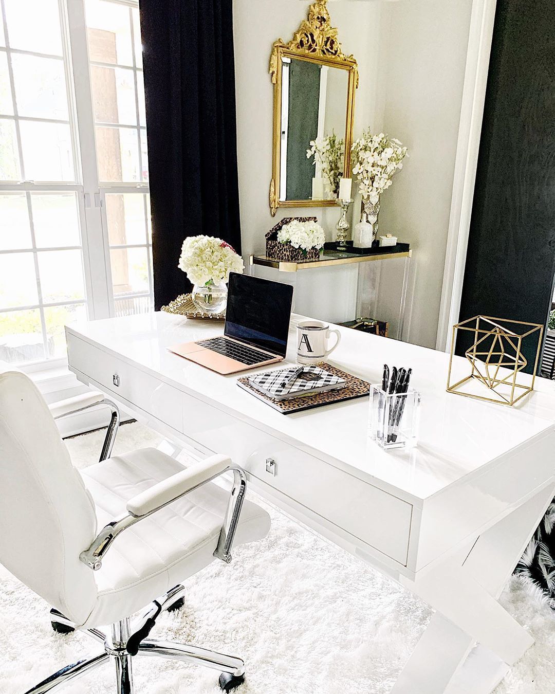Feather Liza Made-to-Measure Soft-Luster Shag Rug — Powder White — Feather Collection Liza  White Shag Rug –   Sparkly, Plush, Minimalist Glam - Well Woven - white rug in an office