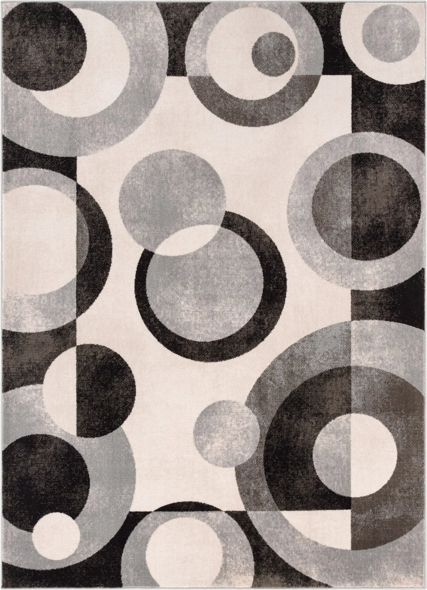 Avi Modern Geometric Grey Black Rug Well Woven