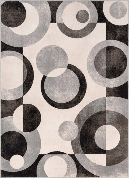 Avi Modern Geometric Grey Black Rug Well Woven