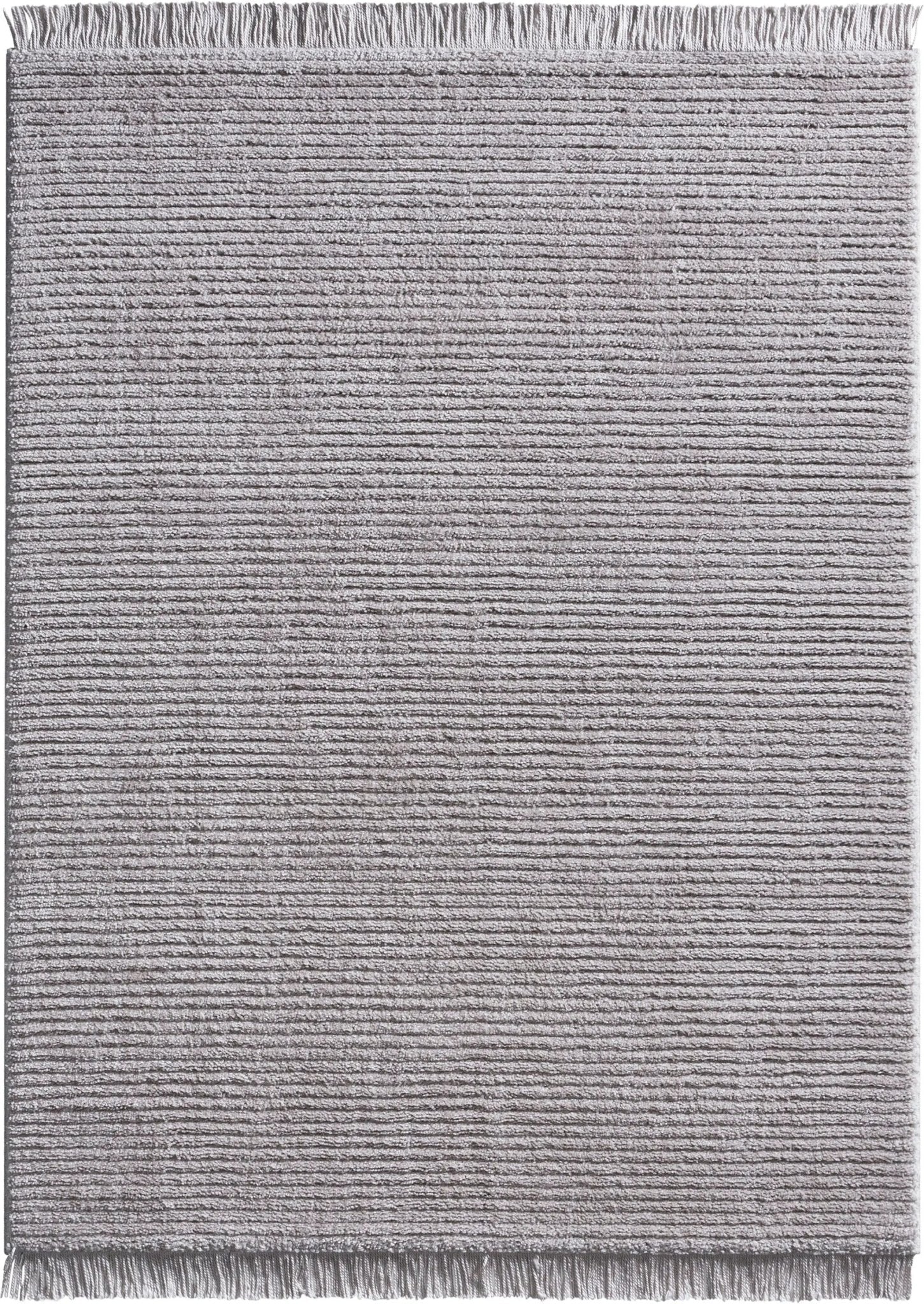 Carlow Solid & Striped Textured Taupe Ivory Ultra Soft High-Low Shag Rug Well Woven