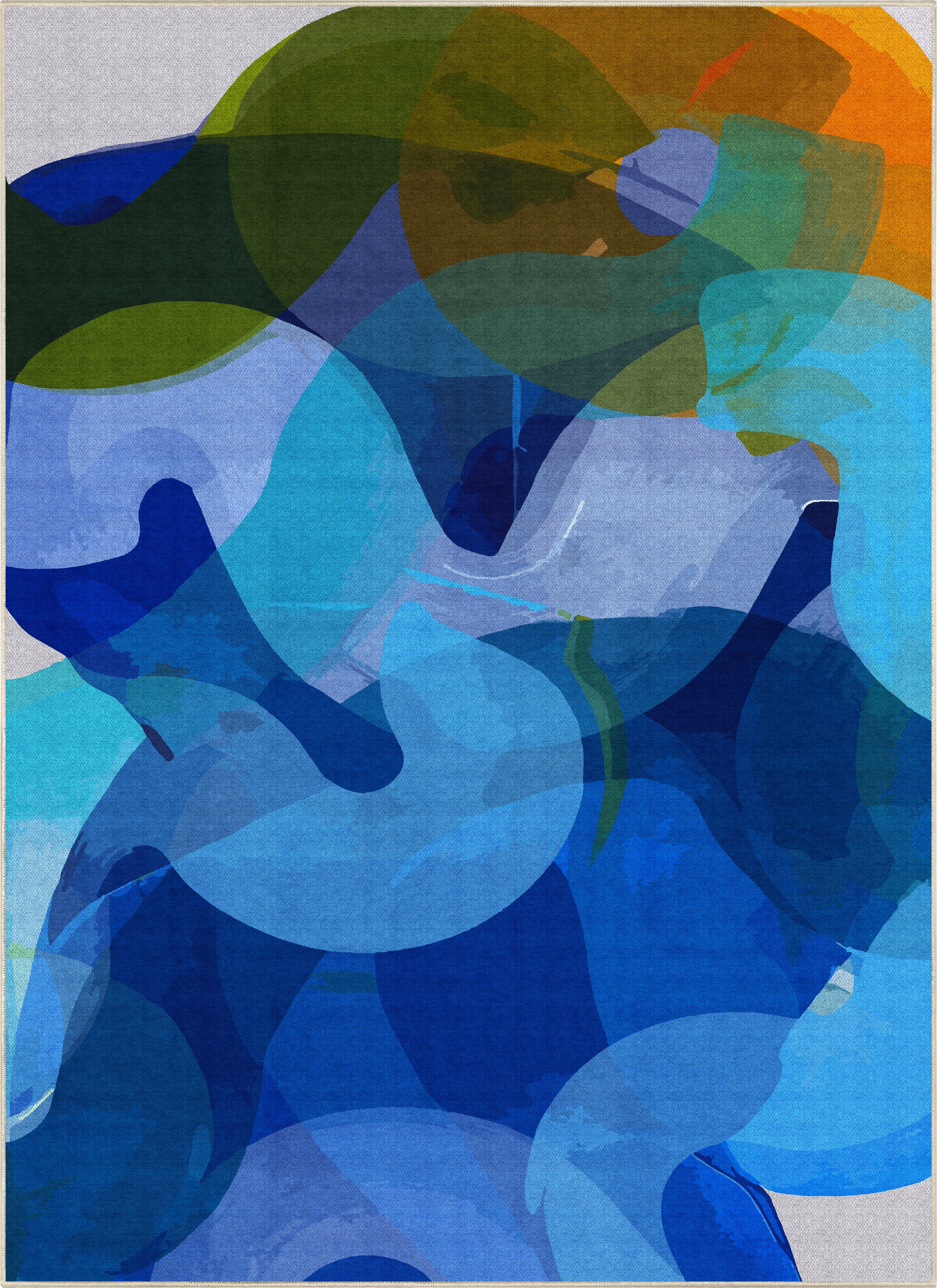 Don't Overthink rug by Claire Desjardins, shown overhead.