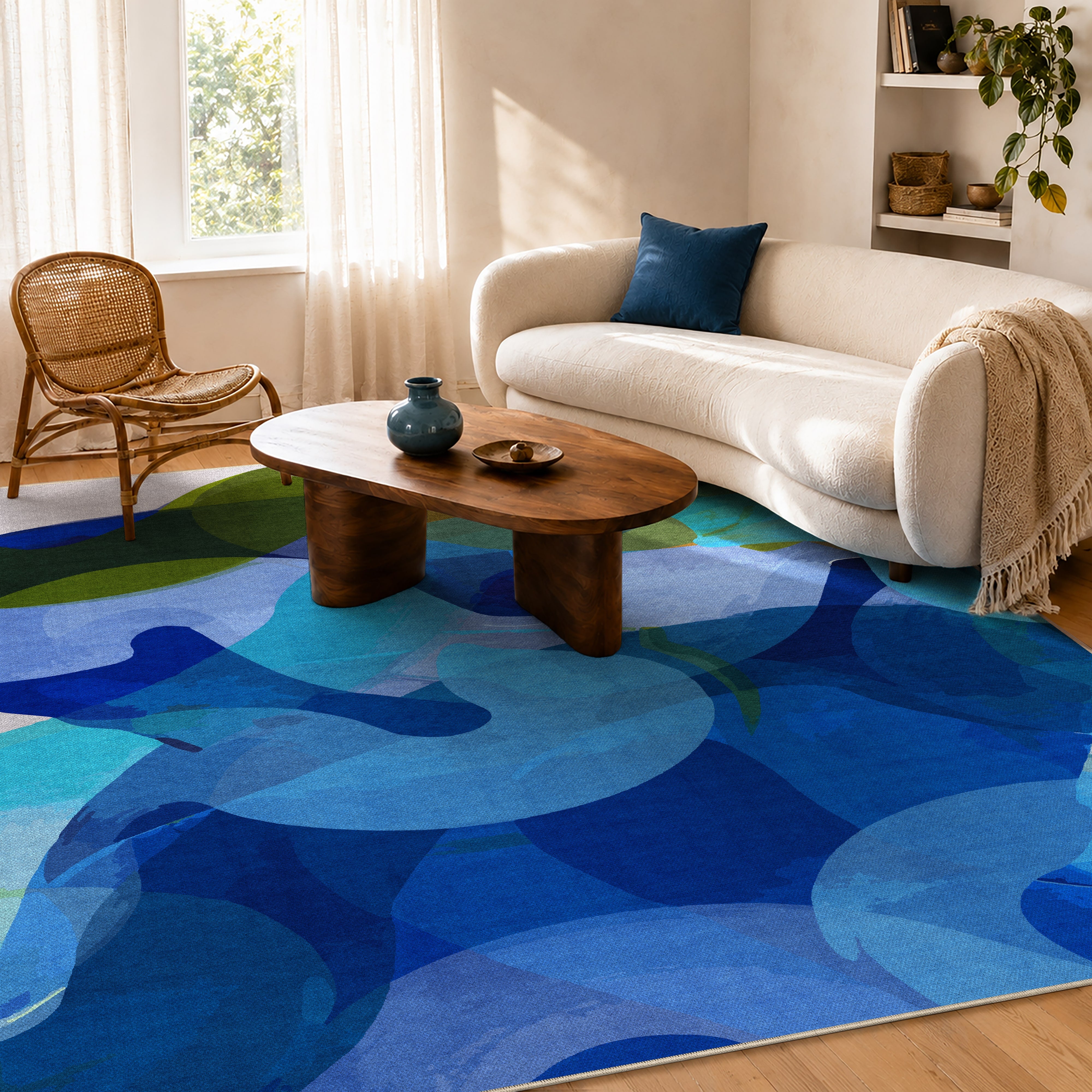 Don't Overthink rug by Claire Desjardins, styled in a room.
